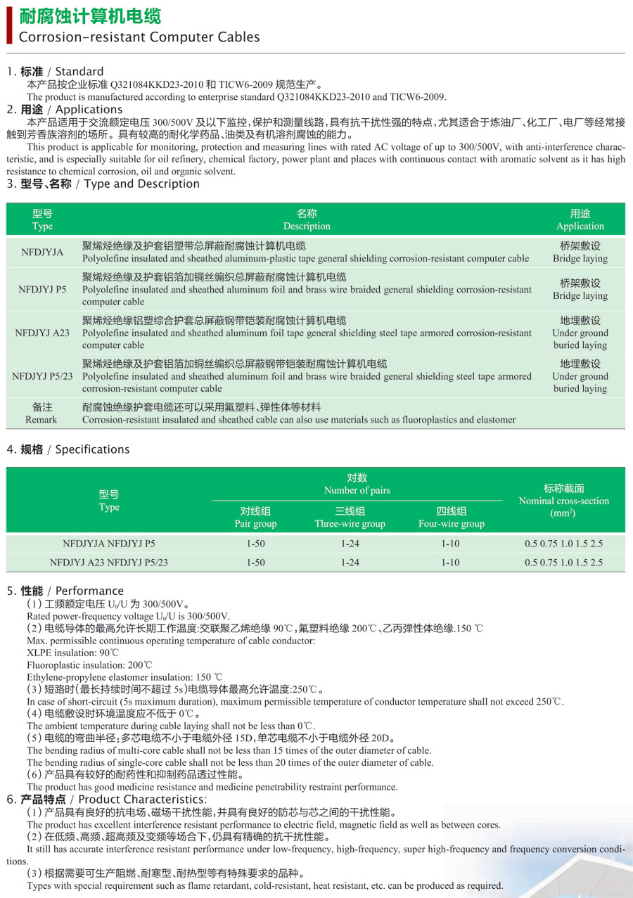 耐腐蚀计算机电缆 耐腐蚀计算机电缆